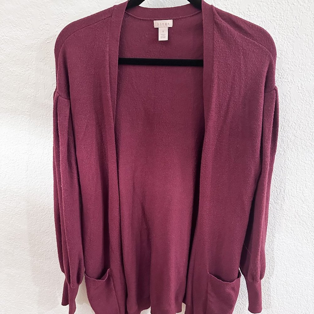 HINGE Maroon Cardigan with Bell Sleeves